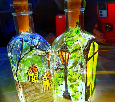 Мастер-класс по рисованию на бутылках фонариках